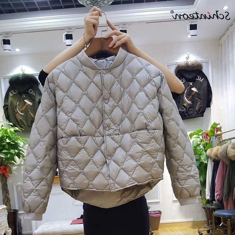 Baseball Schinteon Down Jacket Women Short White Duck Down Outwear Coat Light Down Jackets Over Size S261014H1JE