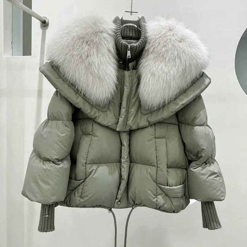 Collar Fur Goose Down Jacket Female Short Haining Winter Coat 2023 Bread Clothing Women Parkas S261014KL94
