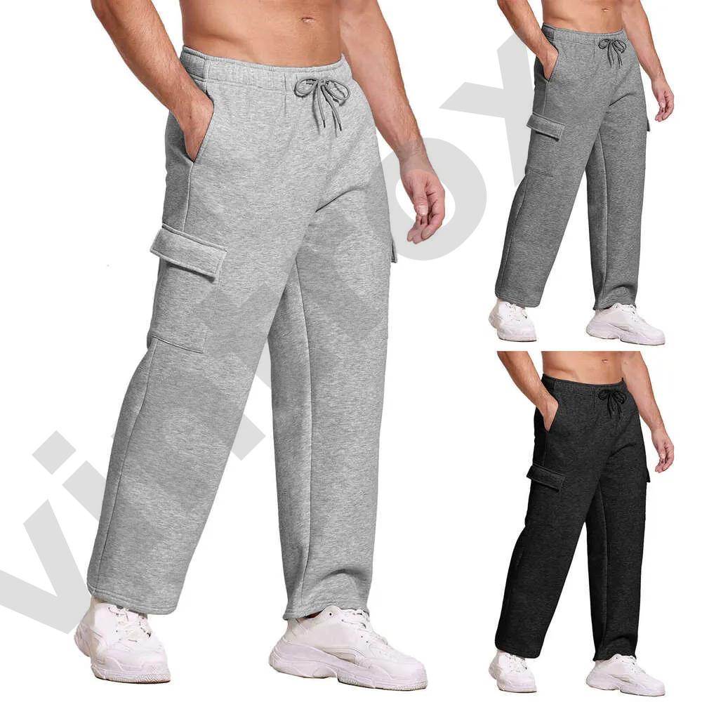 Pantaloni sportivi cargo casual da uomo di design con coulisse elastico in vita tasche laterali pantaloni larghi da jogging dritti pantaloni sportiv