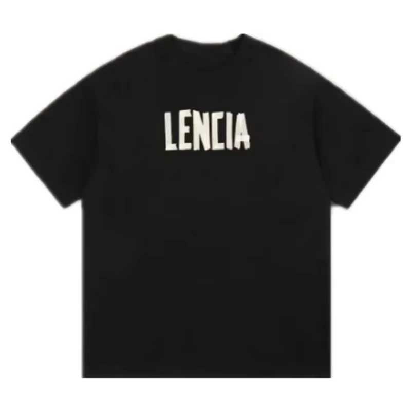 Men Women Pure Cotton Casual Tee Vintage Brushstroke LENCIA Print Short Sve Loose Fit Hip Hop Summer Tops Q261015
