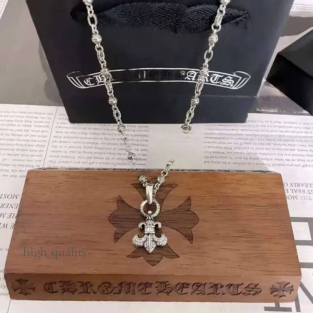 Pendant Necklaces Chrome Necklace Designer Pendant Cross New Vintage Pendant Cross Crome Chain Couples Black Chain Diamonds Crome Jewelry Necklaces