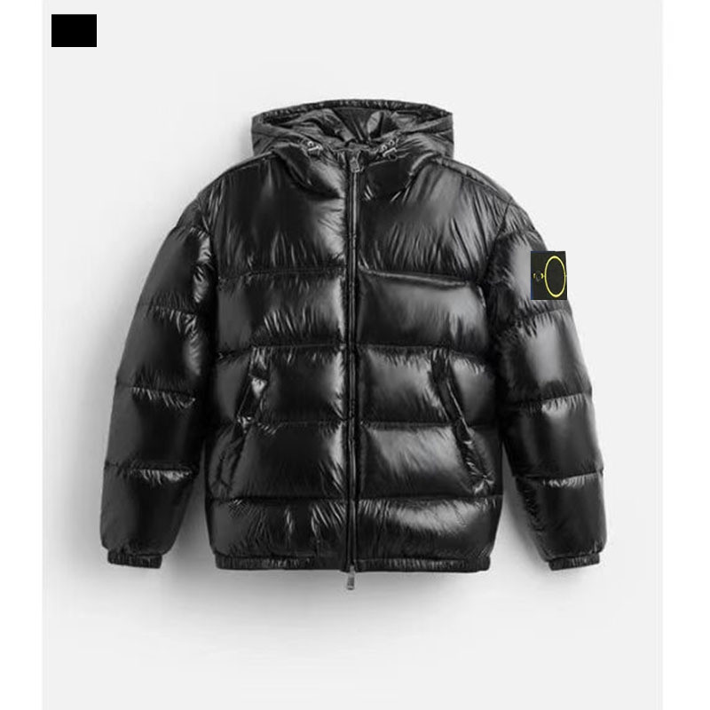 stone Winter men's and women's windproof and warm down jacket, shiny matte fabric, new designer style badge men's jacket