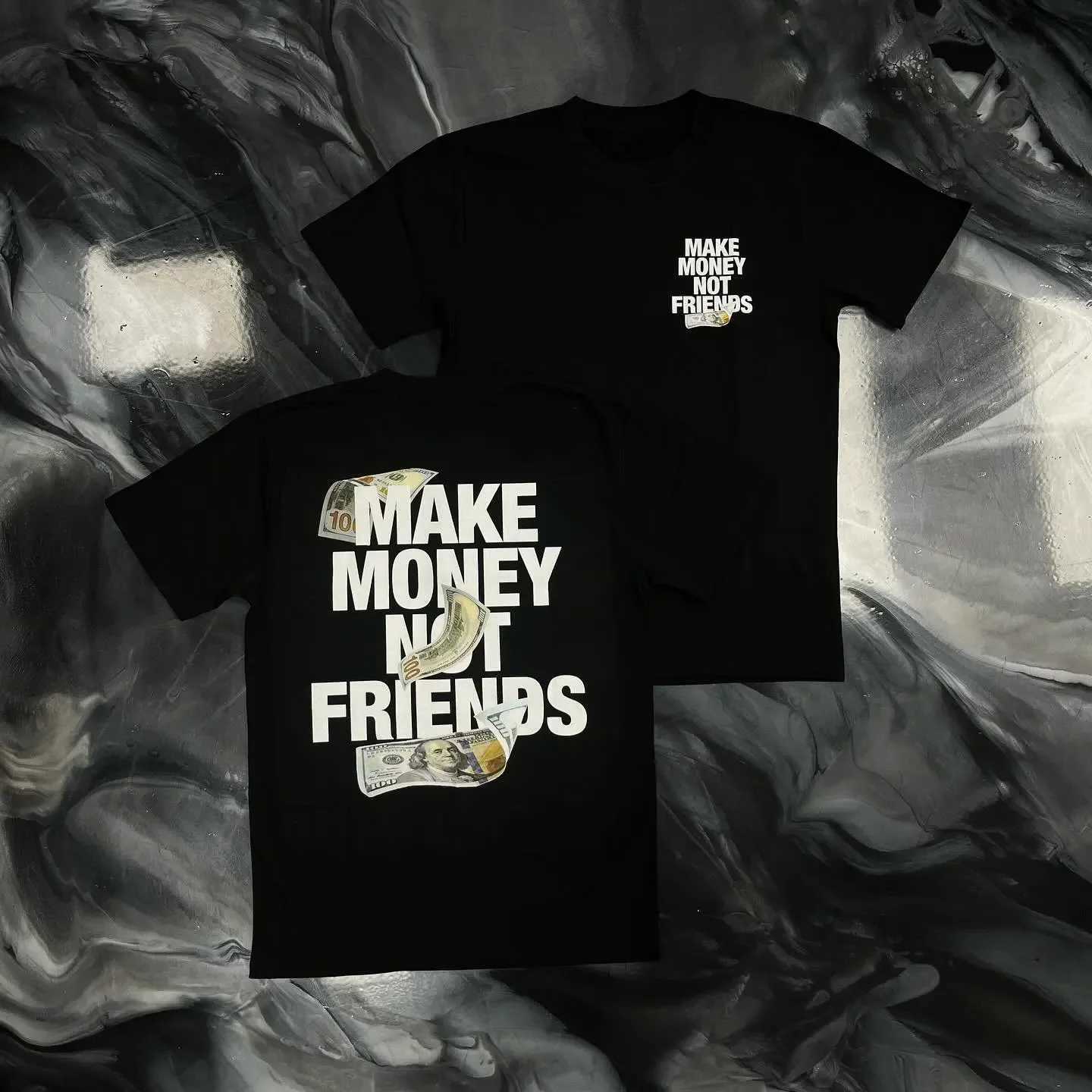 Men's Summer Printed TShirt 100% Cotton HighQuality Fashionable Crew Neck Short Sve Printed With The Slogan "Make Money Q261015