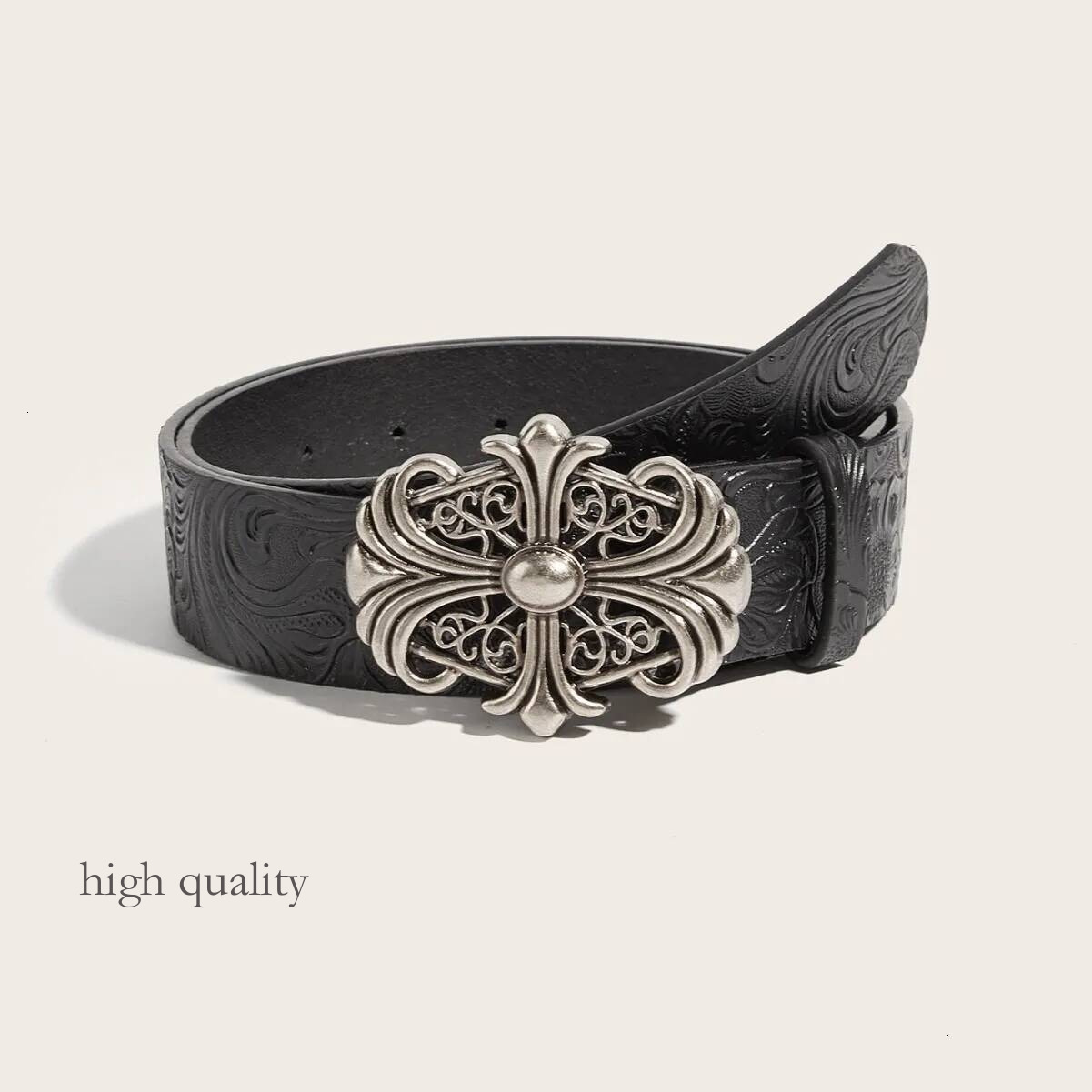 10A Luxury Brand Designer Chrome Belt Western Style Fashion Versatile New Unisex Embossed Floral Cromeheartz Belt Women's Unique Belt Artistic