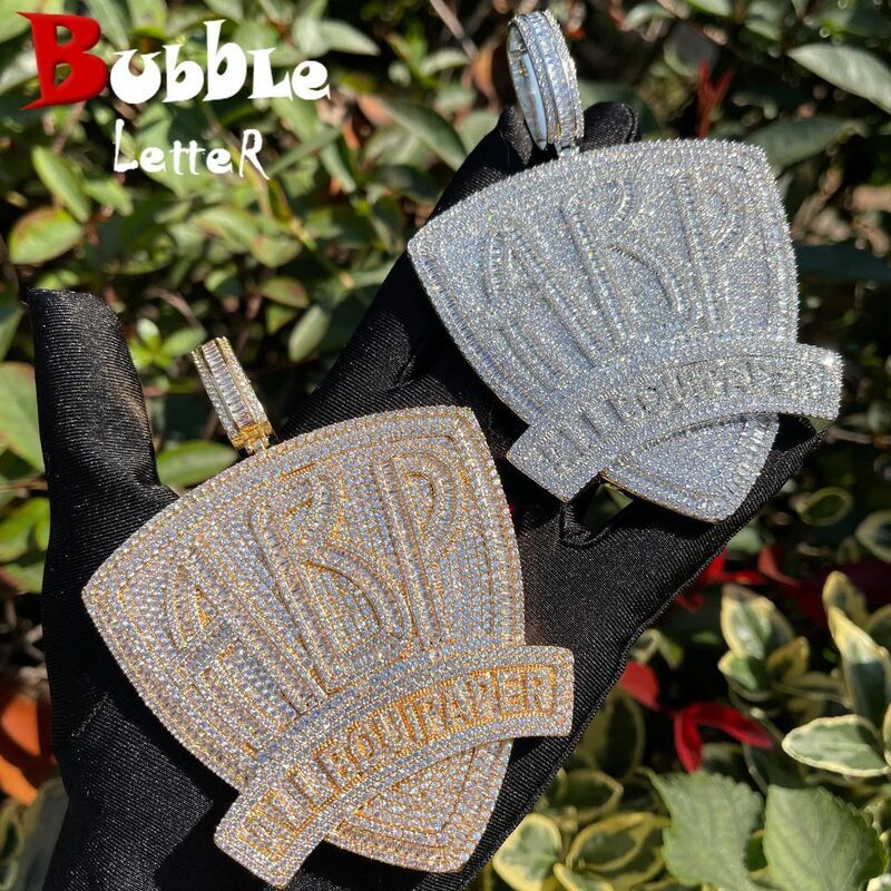 Cross-Border European and American Hip-Hop All BOUI PAPER Letter Pendant Necklace Men's 925 Sterling Silver Inlaid Zircon Trendy Jewelry