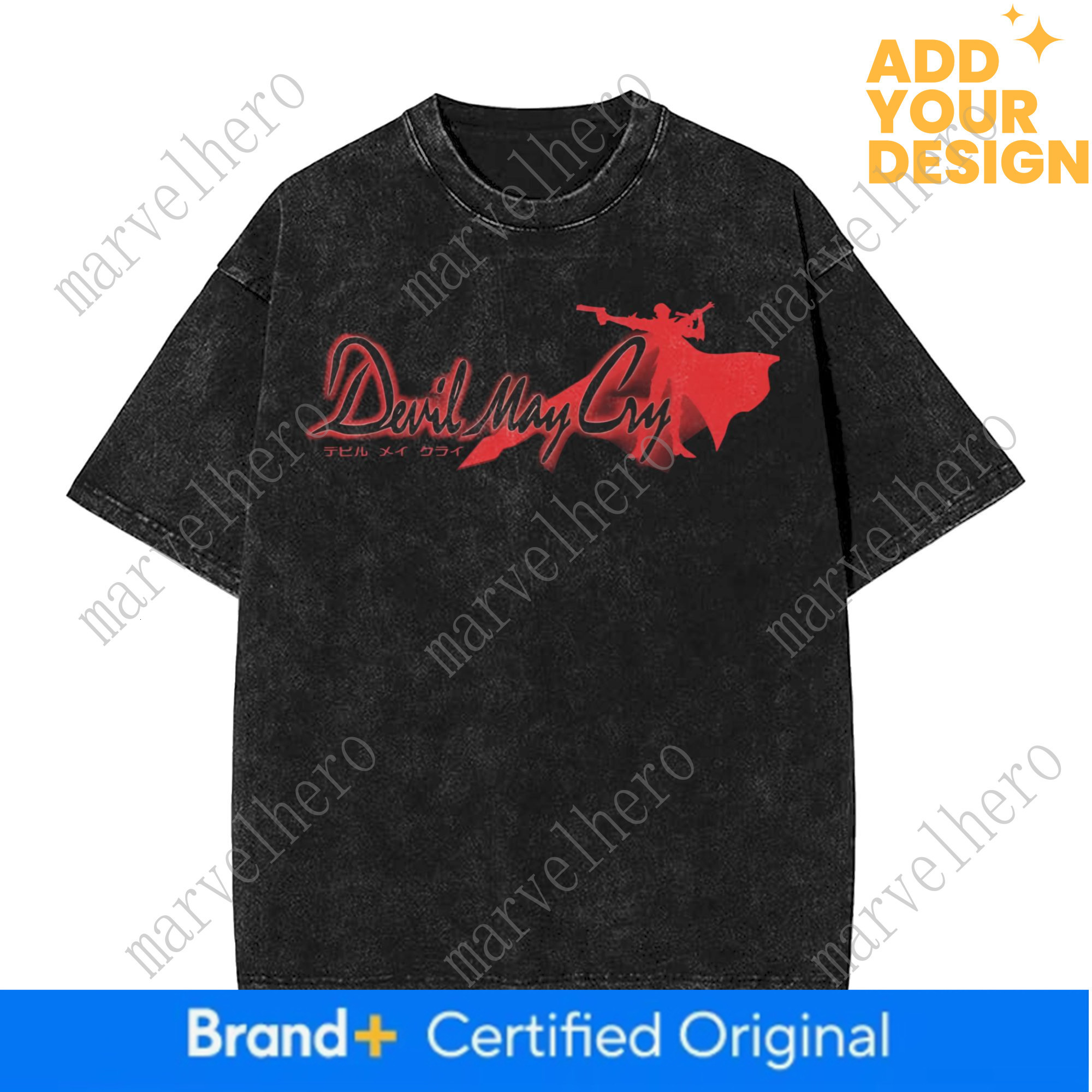 Devil May Cry Dante Logo Graphic T Shirt Vintage Washed T Shirts Oversized Short Sleeve Tees Men Women Clothing