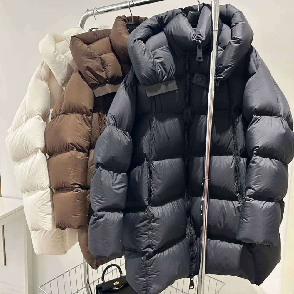 Jacket Down Women Winter White Duck Down Coat 2024 Mid Length Hooded Puffer Jacket Thick Warm Waterproof Parka S261014MXKU
