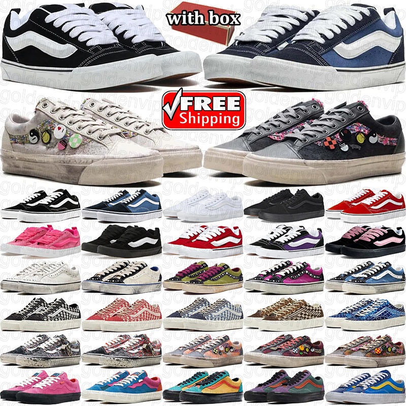 Livraison gratuite avec boîte chaussures de créateur pour hommes femmes knu skool baskets de skateboard en toile décontractées blanc rose noir bl