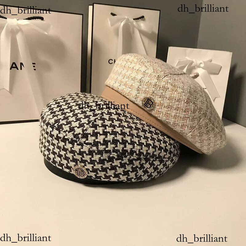 BeanieSkull Caps K244 Womens Hat Beret Fashion Allmatch Houndstooth Female British Retro Octagonal Painter Autumn Kepi 230529 Hot2026