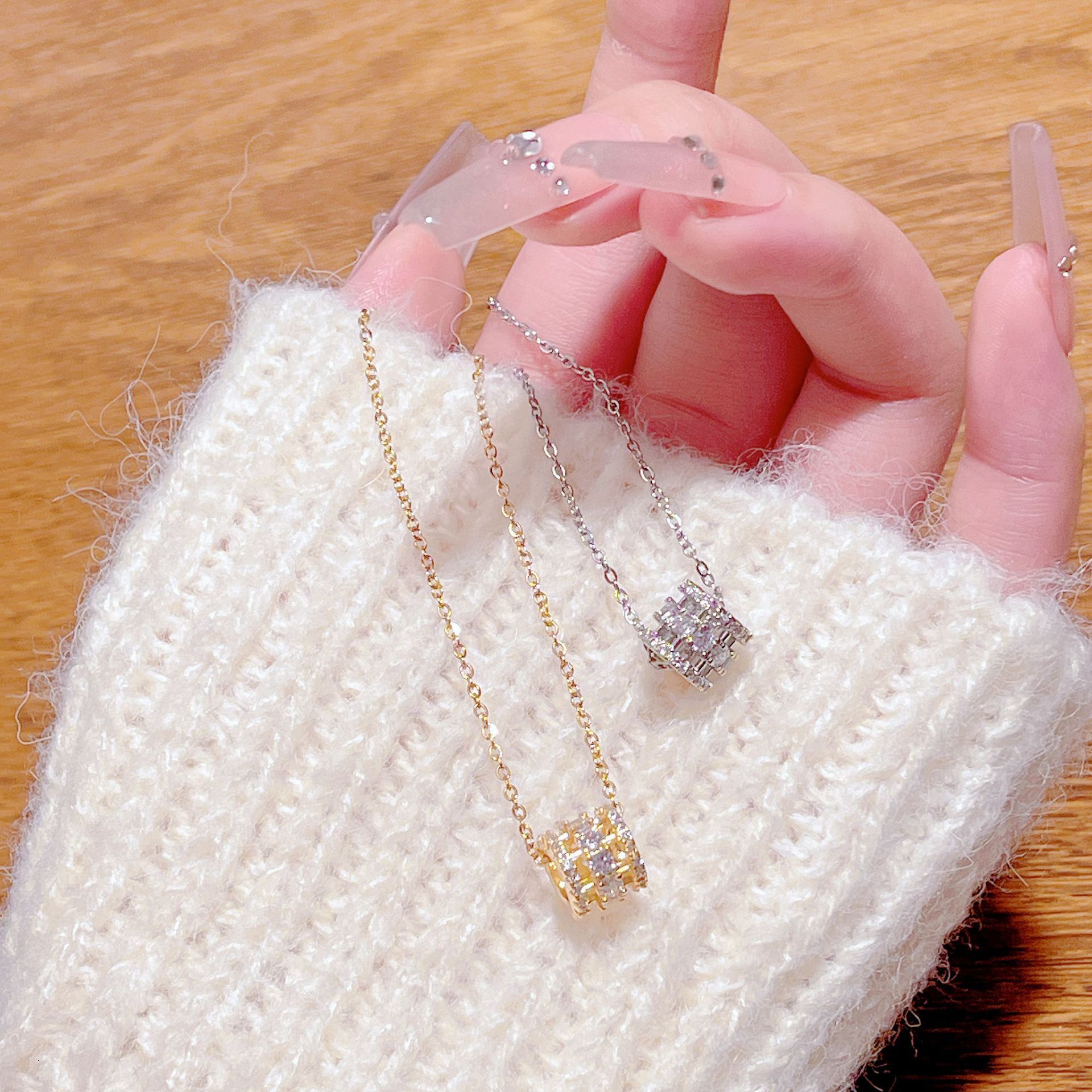 Korean Version Full Diamond Light Luxury Small Waist Necklace Inlaid With Zircon Niche Design Trendy Fashionable Elegant Fresh Collarbone Chain