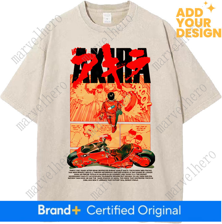 Akira Vintage Manga Graphic T Shirt Harajuku Washed Oversized T Shirt Men Women Clothing Casual Short Sleeve Tees