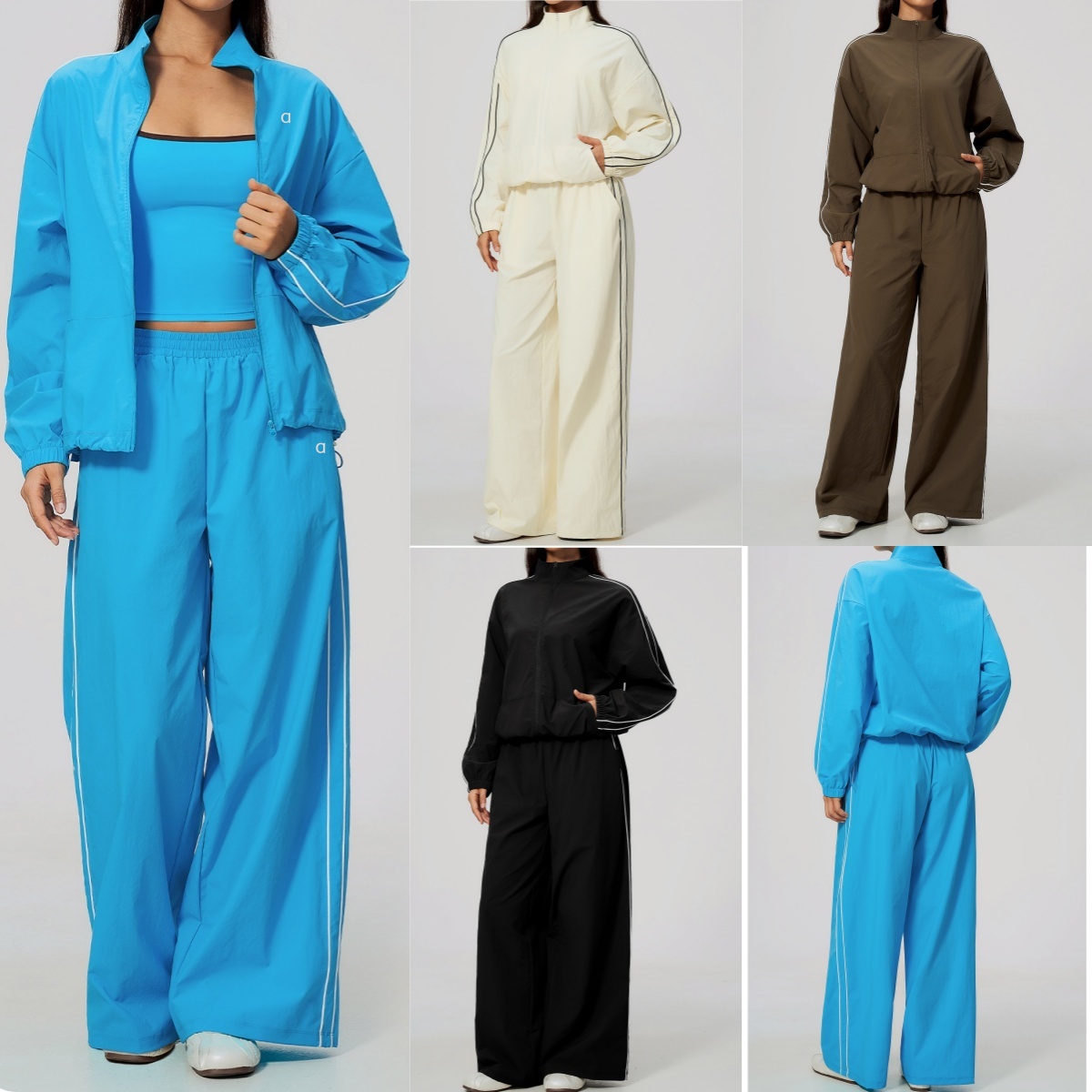 A3067 New Fashion Yoga Jacket Contrast Collar Zipper Coat Sport Top Or Quick-drying High Waist Fitness Pants Straight Pants