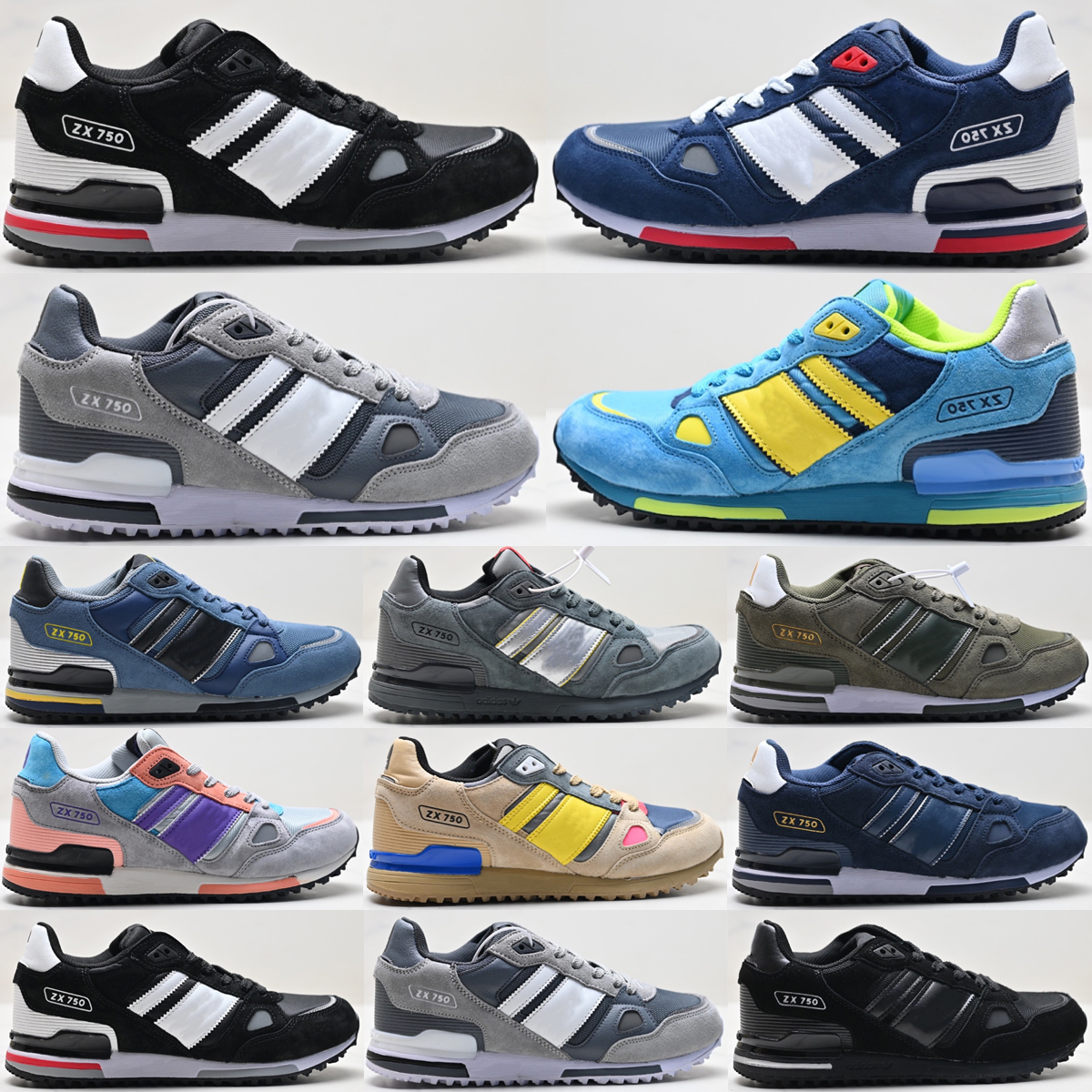 High quality Originals ZX 750 sneakers retro casual suede men women running shoes Black White Red Navy Blue Grey Five Beige outdoor Casual shoes siz