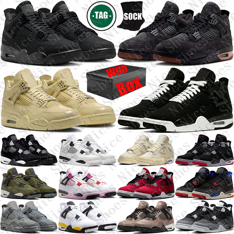 Free Shipping With Box Basketball 4 4s stock x Designer Sport Shoes sneakers d h gate shoe black cats Tour Yellow Light Army London Lemonade for men