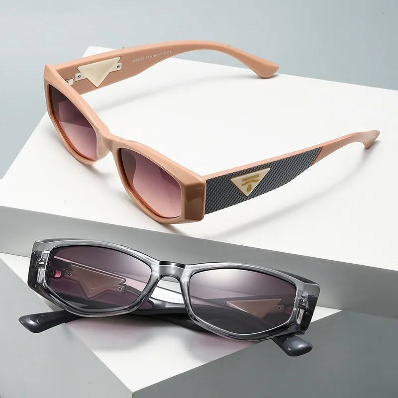 Luxur brands designer 2026 New Womens Cat Ee Sunglasses Small Frame with Triangle Logo Woven Temple UV400 Anti UV European American Streetwear Sh