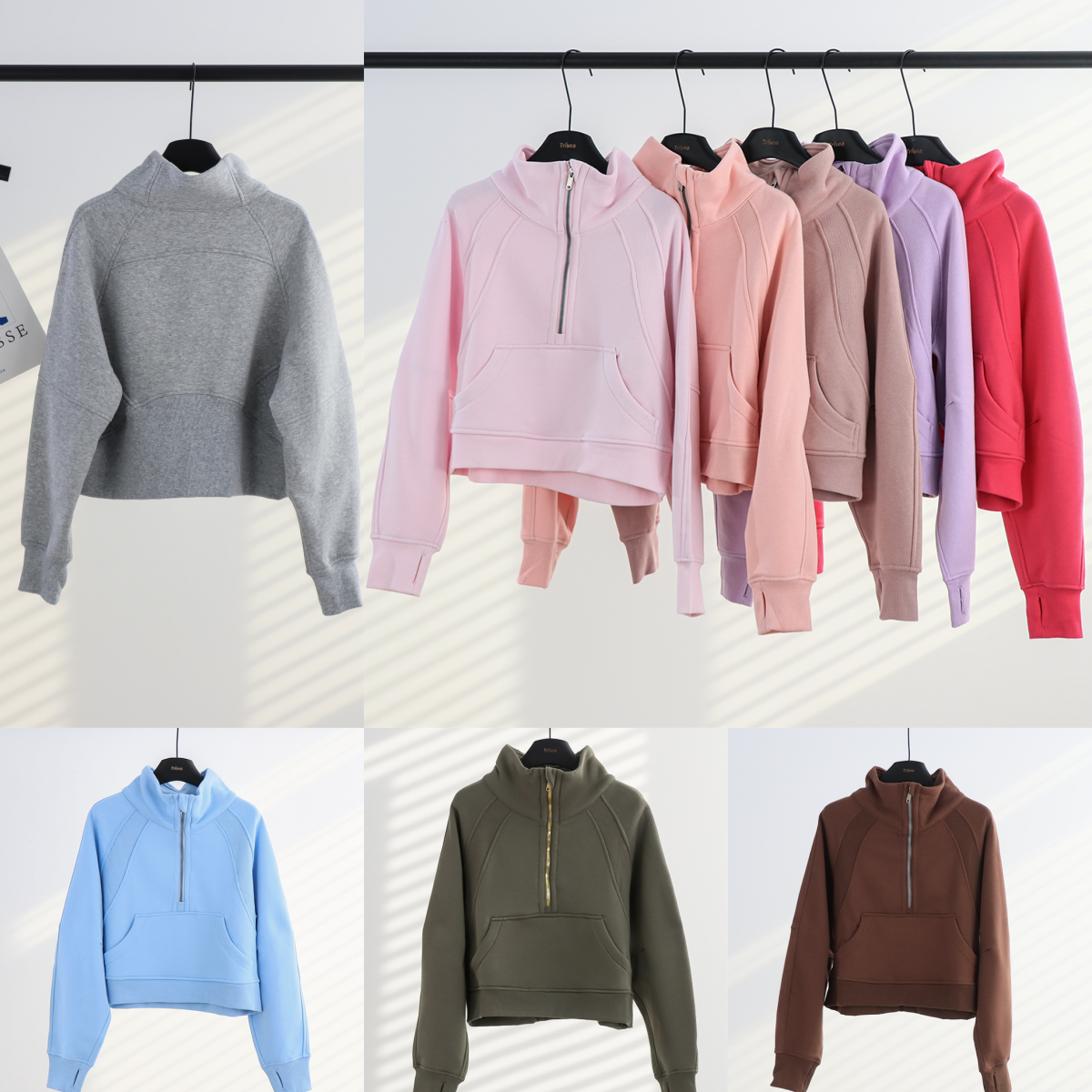 UU-L6693 Sweat à capuche polaire ample brodé sport haut de fitness avec demi-fermeture éclair pull de sport à manches longues coupe ample sweat-s