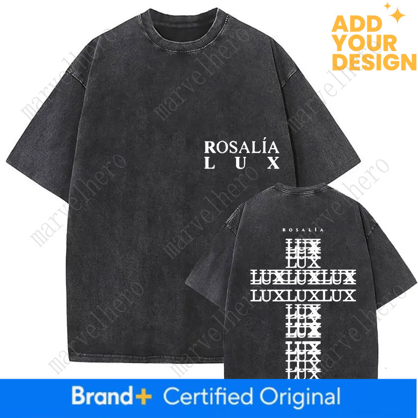 Rosalia Lux Tour Album Vintage Washed T Shirts Men Women Casual Oversized T Shirt Fashion Pop Print Clothing Tshirt