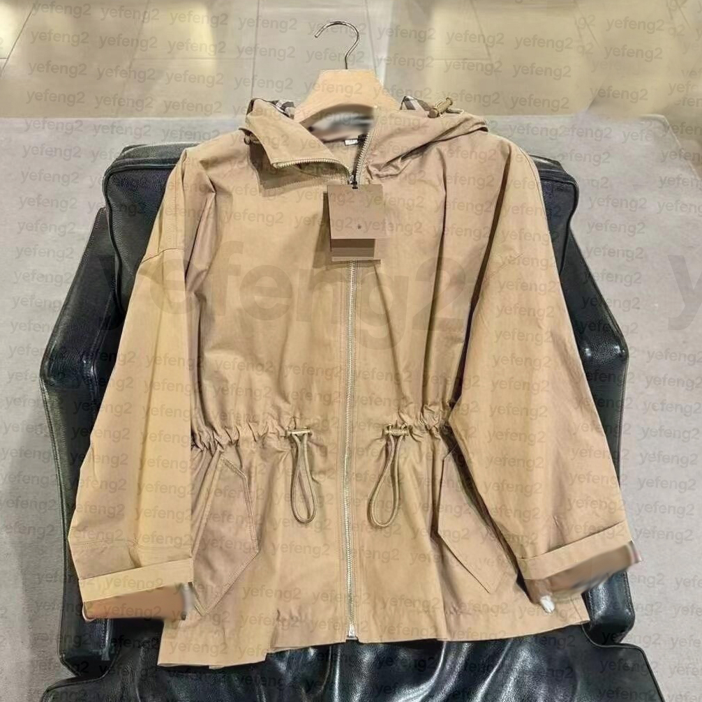 Trench-Coat à capuche pour femme, veste coupe-vent avec cordon de serrage à la taille, pardessus de banlieue de Style britannique, printemps-auto