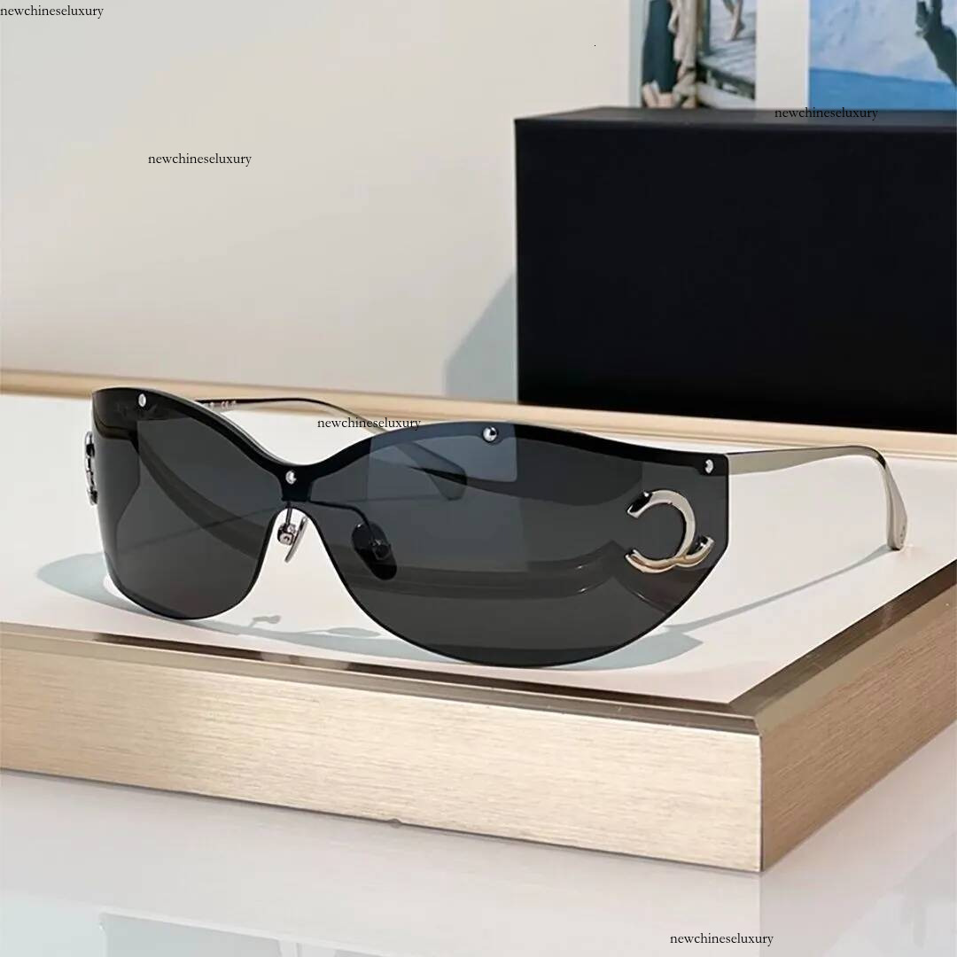 Bouclier lunettes de soleil hommes femmes or métal lentille sans monture surdimensionné lunettes de mode Protection UV Designer Style lunettes 95