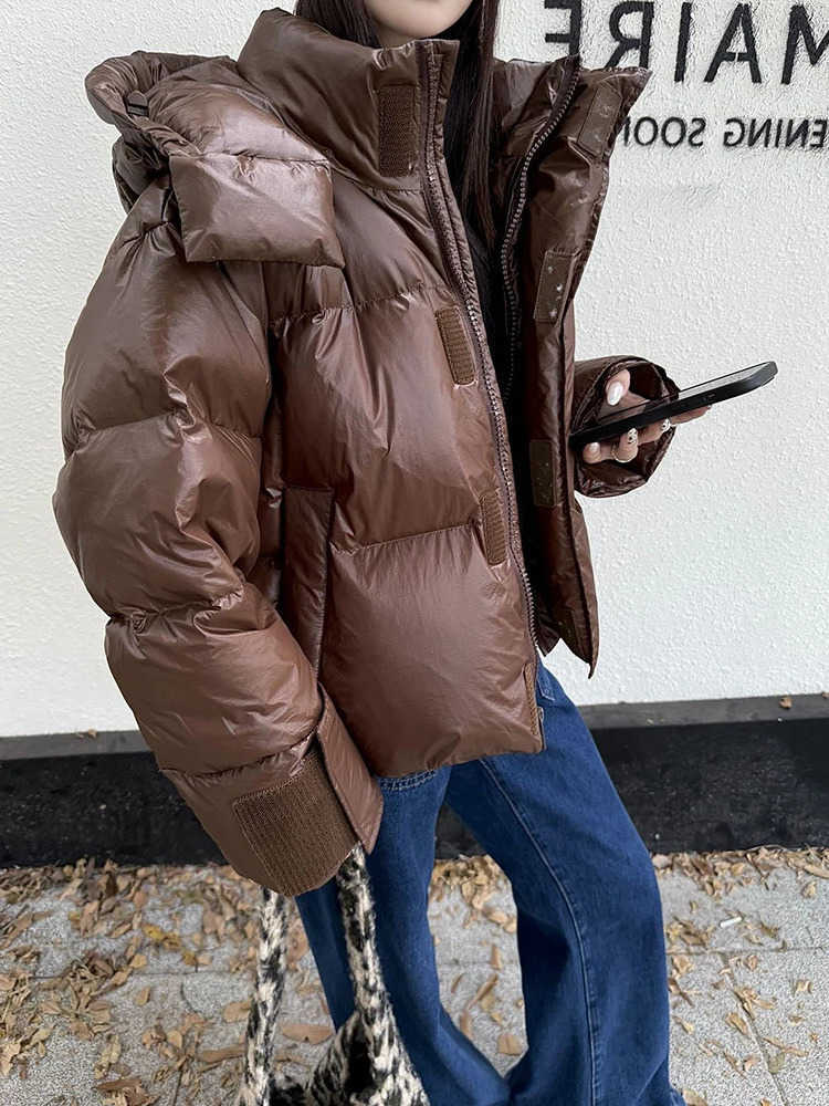 Strap Winter Hooded Jacket Coat Women 90 White Duck Down Thickening Parker Outwear Female Warm Short Down Jacket S26101465OA