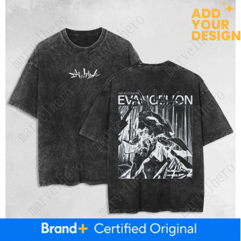 Anime Neon Genesis Evangelion EVA Vintage Washed T Shirt Spring Men S Women Tee Harajuku Streetwear Oversized Top Casual