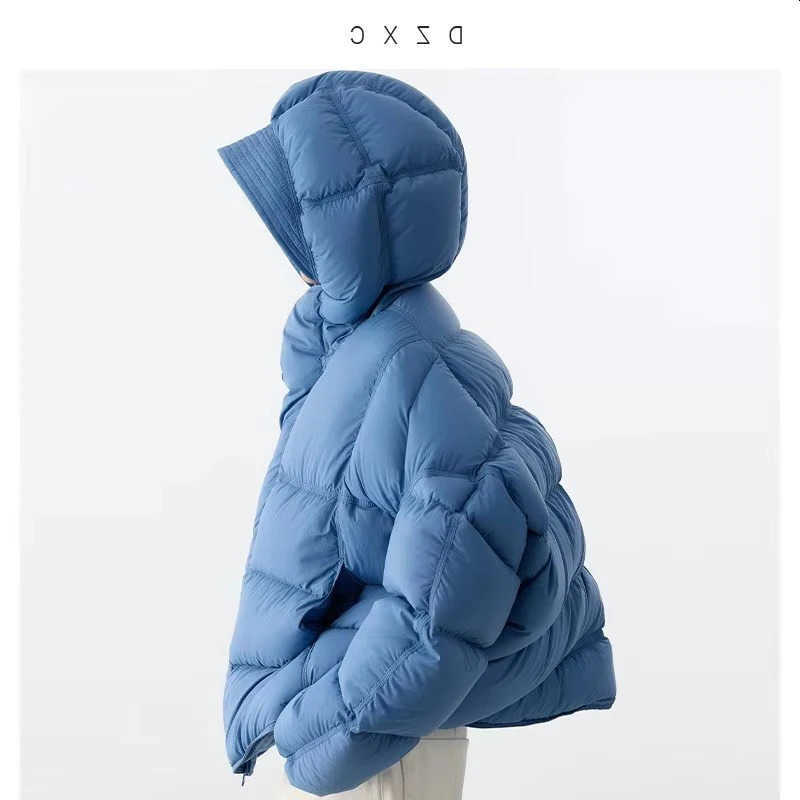 Puffy Women's down Jacket 90 White Goose Down Short Hooded Coat for Petite Sizes Winter 2026 Model 260916 S261014ZA25