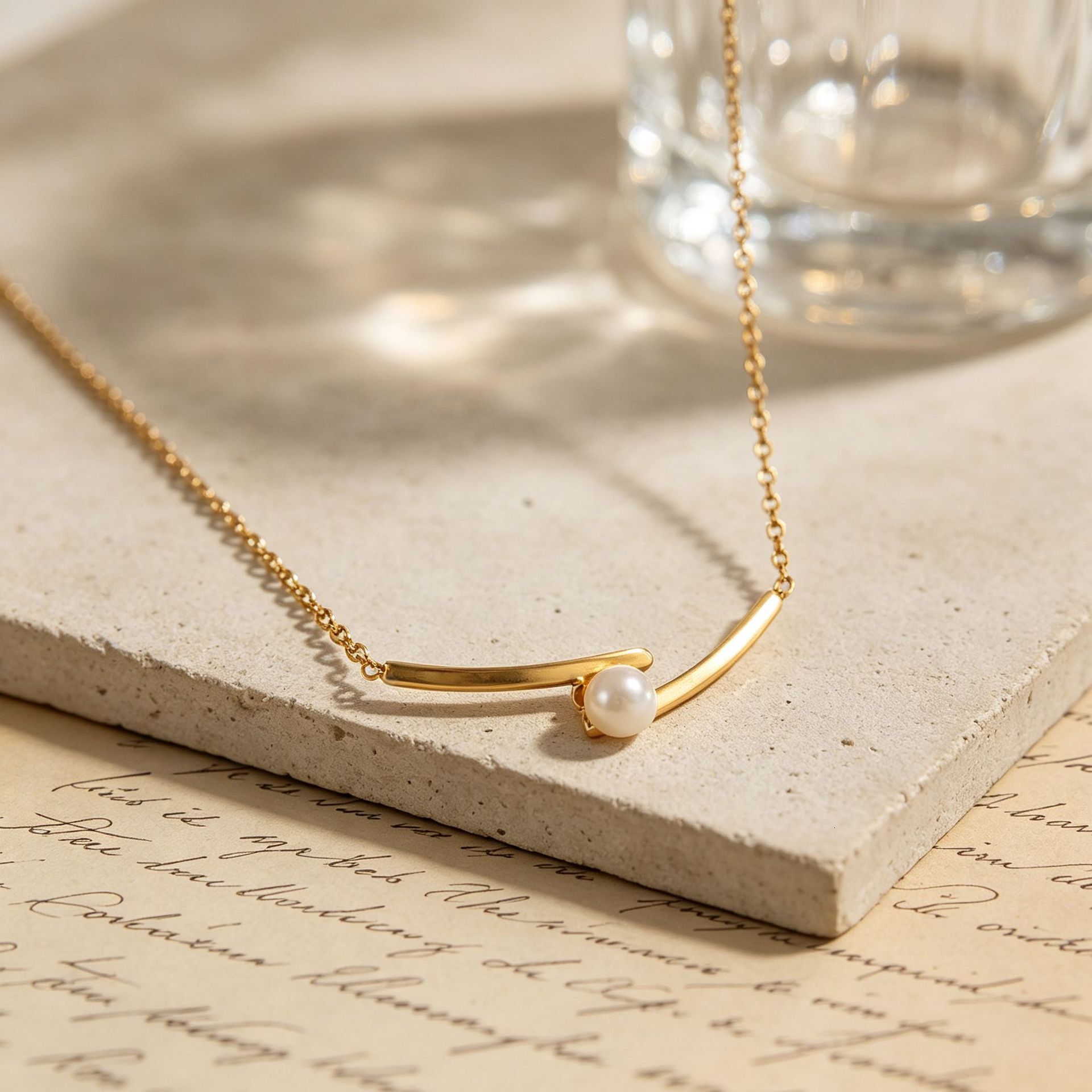 High-End Simple Cross Pearl Titanium Steel Necklace For Women, Light Luxury Versatile Collarbone Summer New Neck Chain, Non-Fading
