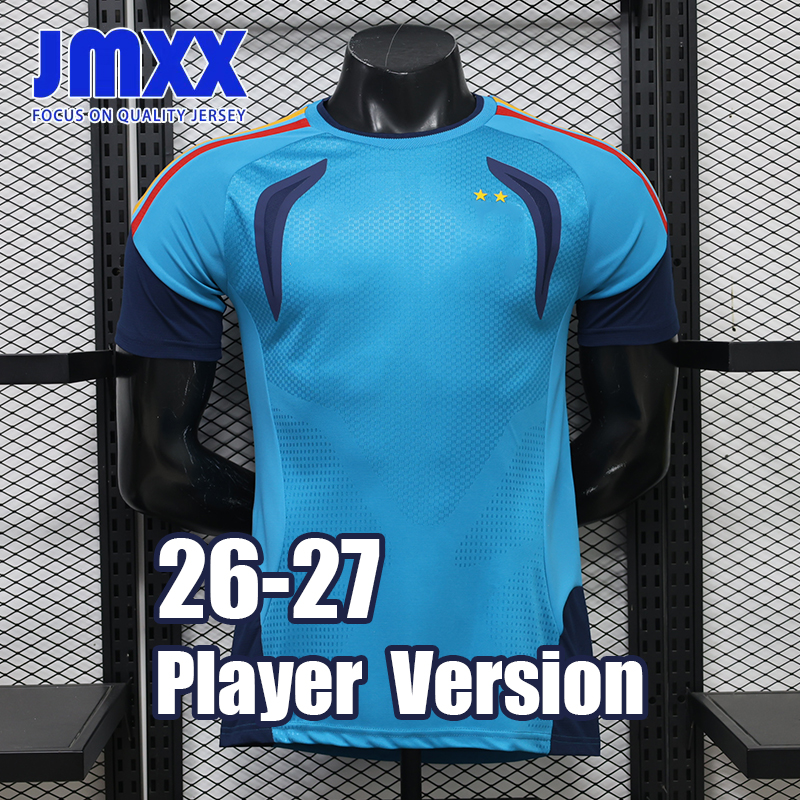 JMXX Player Version 26 27 Spanish Third Soccer Jersey Two Stars Sky Blue Pre Match Training Styles Mens Jerseys Man Football Shirt 2026 2027