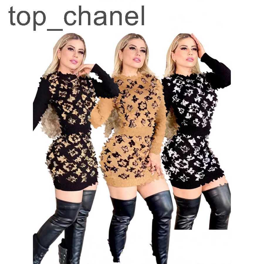 Designer Sets Women's Winter Round Neck Pullover Long Sleeve Short Skirt Sweater Two Pieces Classic Print Fashion Versatile Sweater Size S-XXL