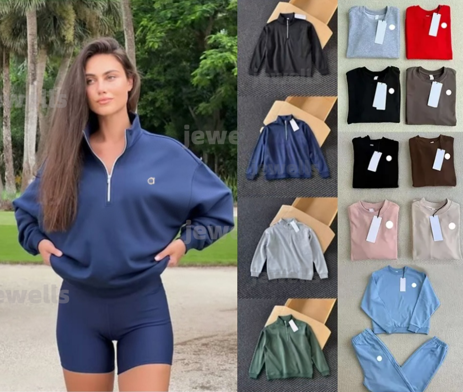 Felpa con cappuccio da yoga per donna con zip a un quarto Pantaloni sportivi da yoga Sier 3D Relaxed-Fit Sport con zip a un quarto Pantaloni lantern