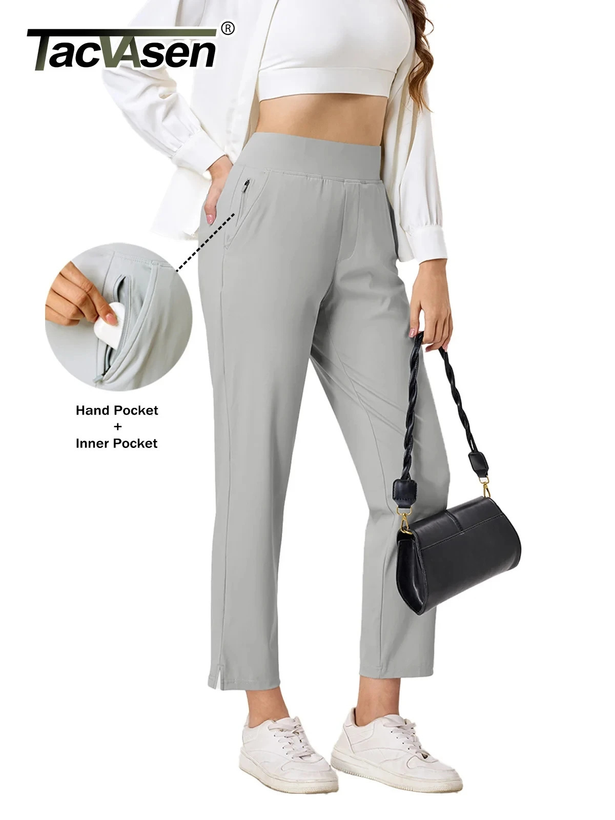 TACVASEN UPF 50 Golf Pants Women's Lightweight Quick Dry Stretch Pants High Waisted Work Athletic Casual Pants 5 Pockets 261015