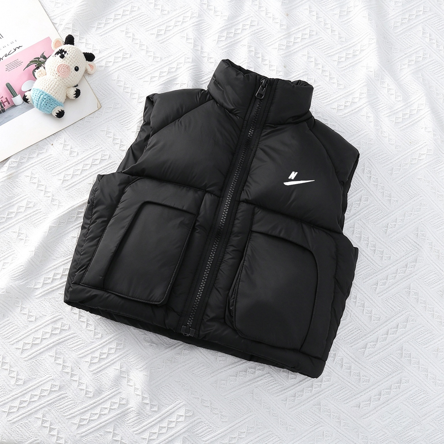 Designer Style Kids Autumn Winter Warm Quilted Puffer Waistcoat Boys Girls Wind Resistant Sleeveless Vest Stand Collar Zipper Child Outdoor Gilet Si