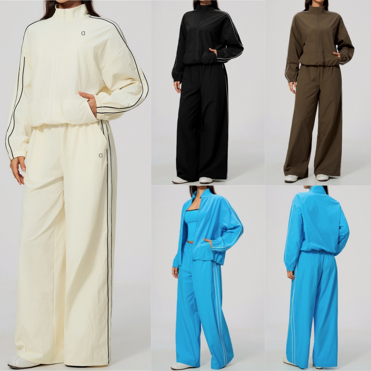 A3067 New Stand Collar Zipper Coat Sport Top Fashion Yoga Jacket Coat Or Quick-drying Fitness Pants High Waist Straight Pants