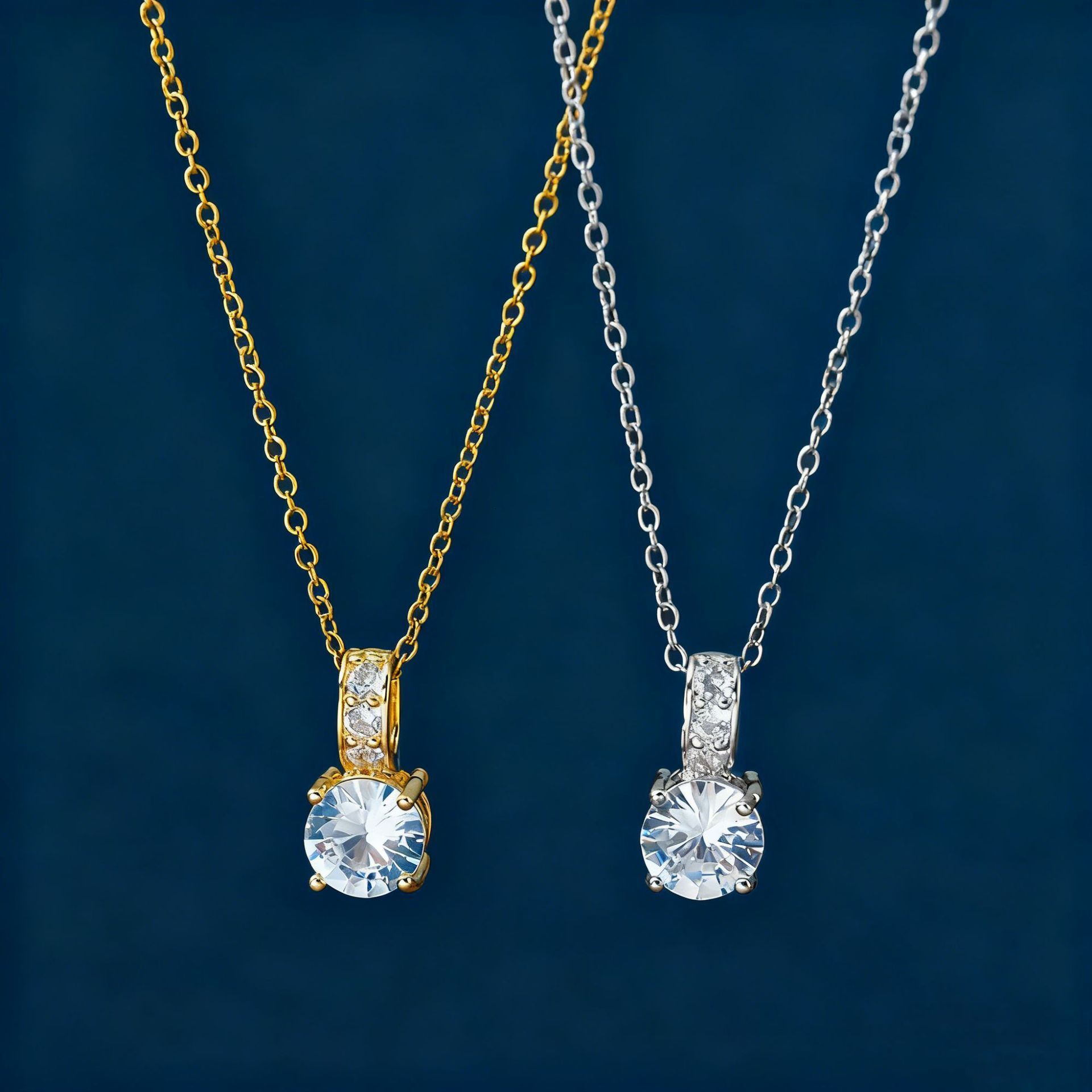 French Style Light Luxury Ultra Shiny Four-Prong Single Diamond Micro Inlay Necklace For Women, Exquisite Fashionable Simple High-End New Clavicle C