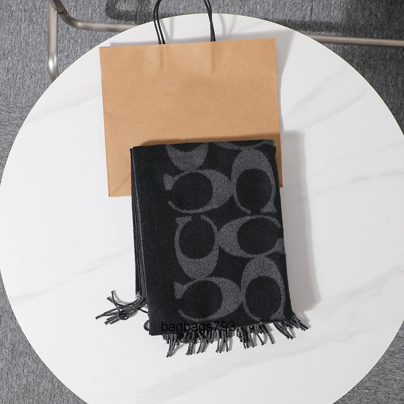 Scarves Luxury scarf women classic jacquard monogram scarf soft cashmere feel tassel shawl warm winter wrap large size fashion neck accessory for ou