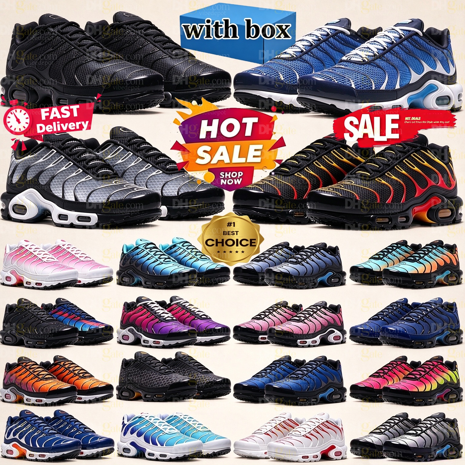 designer running shoes with box tn tns plus sneakers trainers outdoor sports shoes all black running sneakers Dark Obsidian Sunset Hyperblue