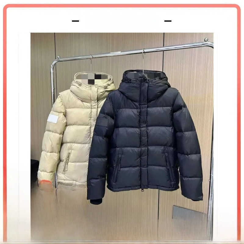 Slve Detachable down Jacket Autumn Winter Plaid Collar Outerwear Thickened Nylon Fabric Zippe S261014M3CC