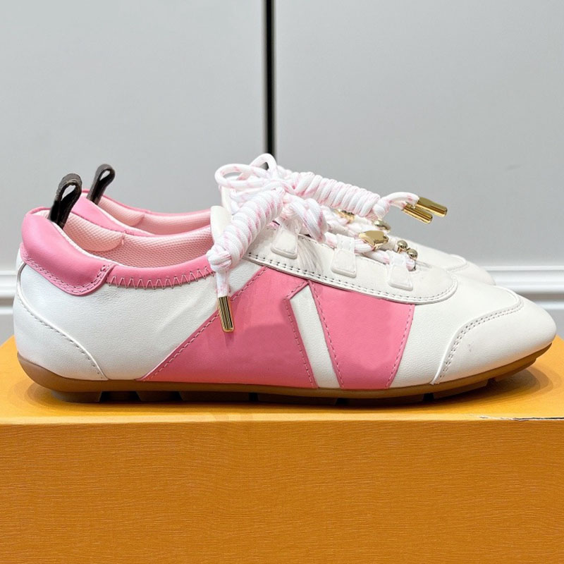 Sneakerina Designer Womens Elegant Pink Splicing German Training Shoes Contrast Soft Leather Cut Low Top Retro Casual Shoes Counter Packaging 2026