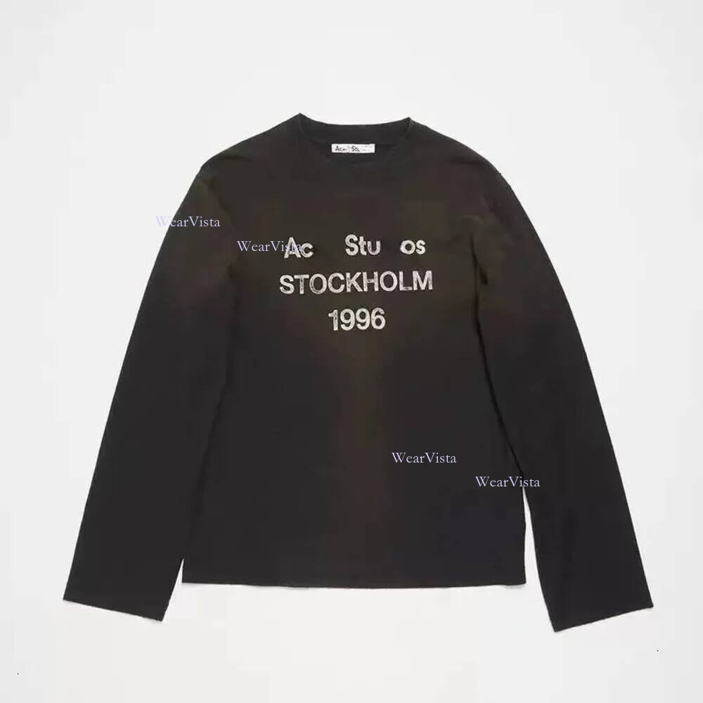 Acneastudios Long Sleeve High Quality 2026 New Designer Europe Oversize Letter Printed Washed Casual Unisex Couple Tee Men Sweater Acneness Studios