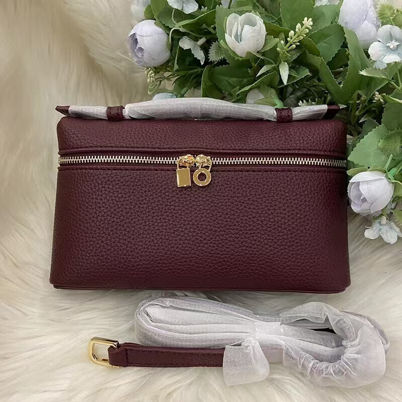 Designer Lunch Box Bag Pouch Tote Bag Lunch Box Top L19 Pouch Mini Bag Womens Shoulder Bag Extra Pocket Leather Double Zipper Oblique Makeup Tote Ba