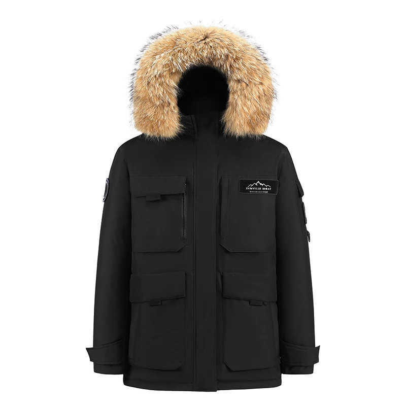 30 Winter Degr Down Jacket Men Cotton Parkas Coat Midlength Large Fur Collar Male Thicken Snow Overcoat Parka S261014M35O