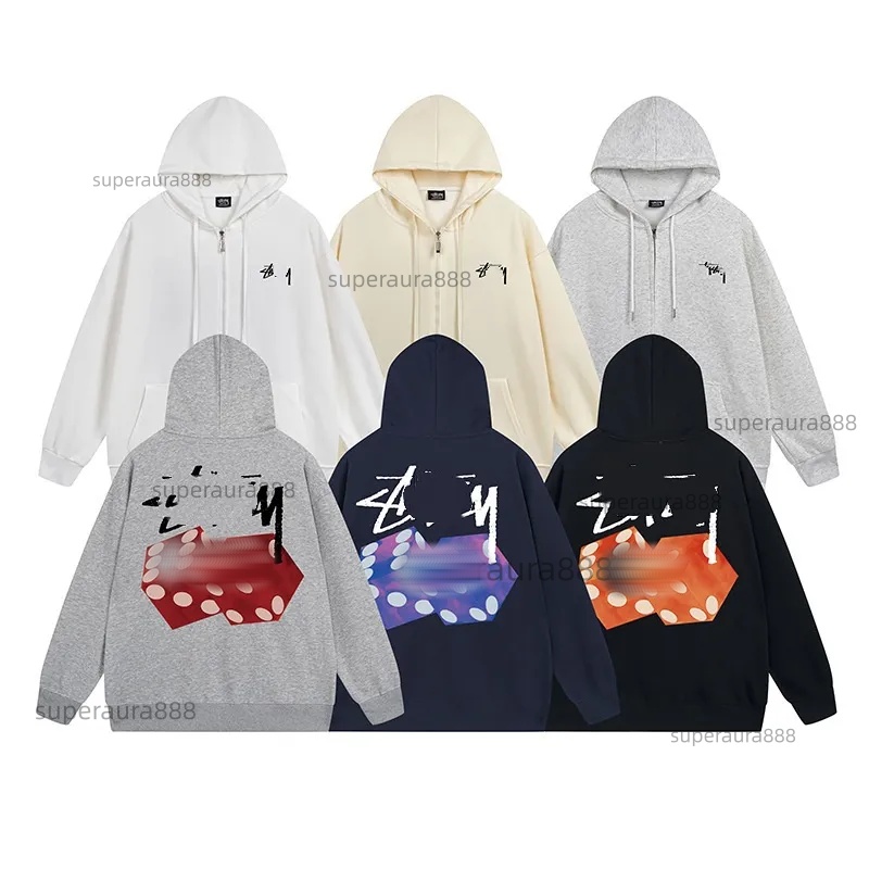 Men Women Zip Up Hoodie designer hoodie stussyiesshirt hoodie Print Hooded Sweatshirt Casual Streetwear Cardigan Jacket Couples Oversized Hoodies