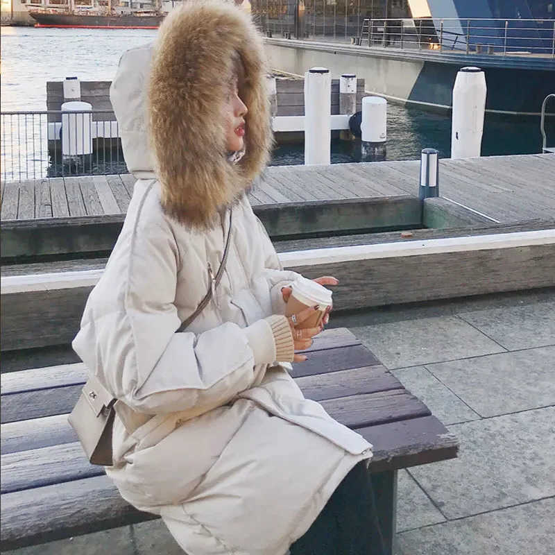 Winter Womens Warm Hooded Fur Collar Down Jacket of Thick Long Cottonpadded Clothes Bread Served S261014HEK4