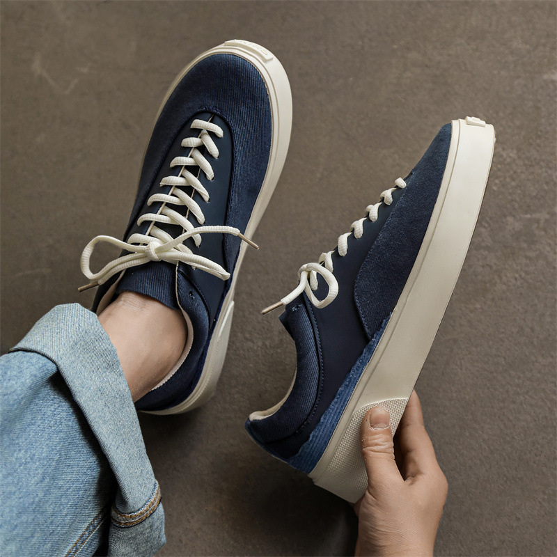 Spring new style men's shoes - student low-top canvas casual sports platform heightening trendy sneakers