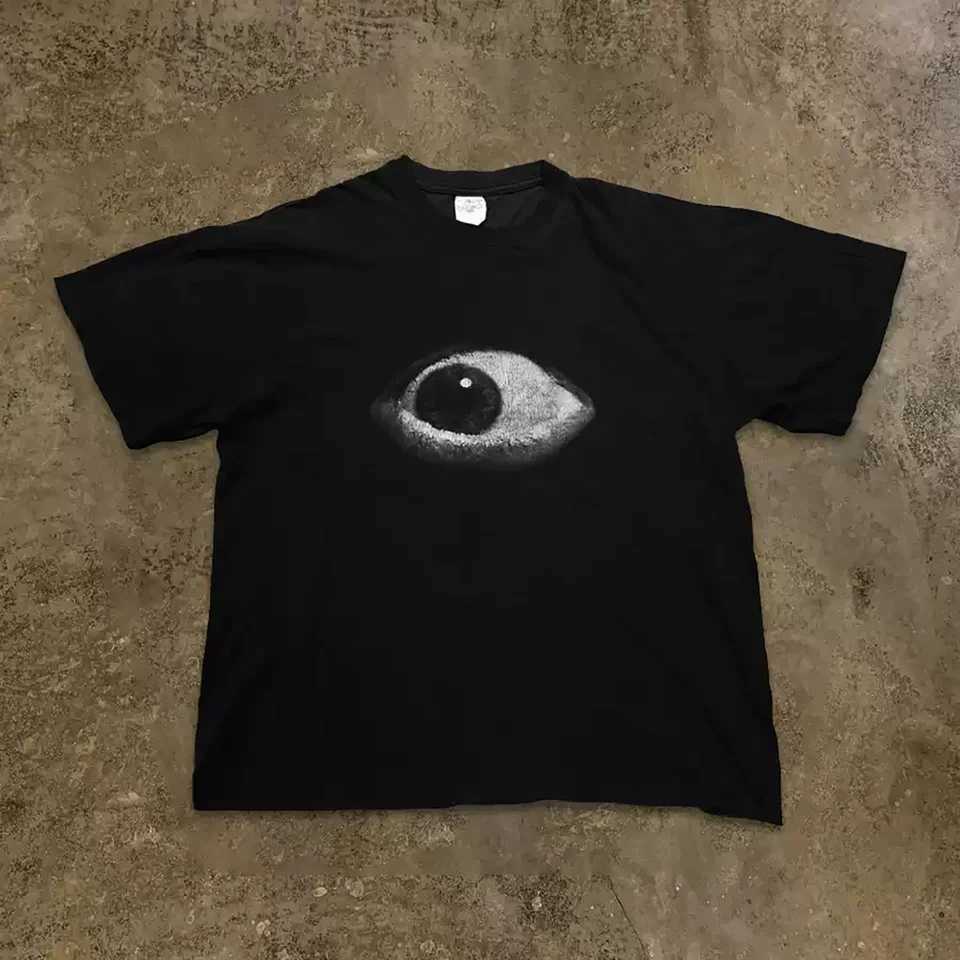 Men's Vintage Realistic Eye Graphic T-Shirt Retro Black White Artistic Eyeball Print Crew Neck Loose Dark Streetwear Soft Cotton Short Sve Tee.