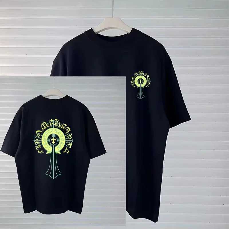 New Crowe Heart Cross Letter T-Shirt Men Women Summer Trend Half Sve Loose Pure Cotton Printed Graphic Tee 2025 Q261015