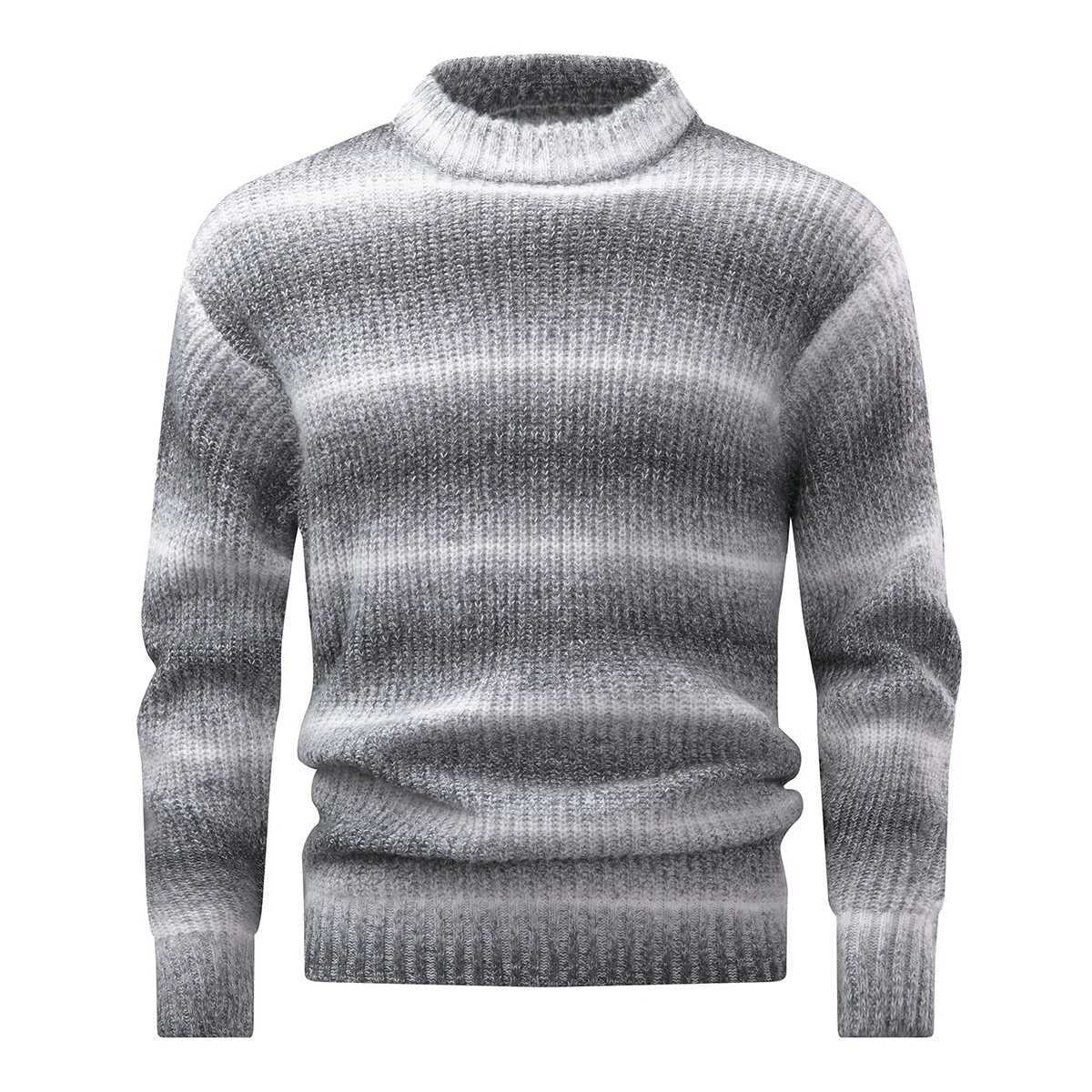 Men's New Thick Warm Pullover Knit Sweater Striped Crew Neck Simple Daily Casual Style Q261015