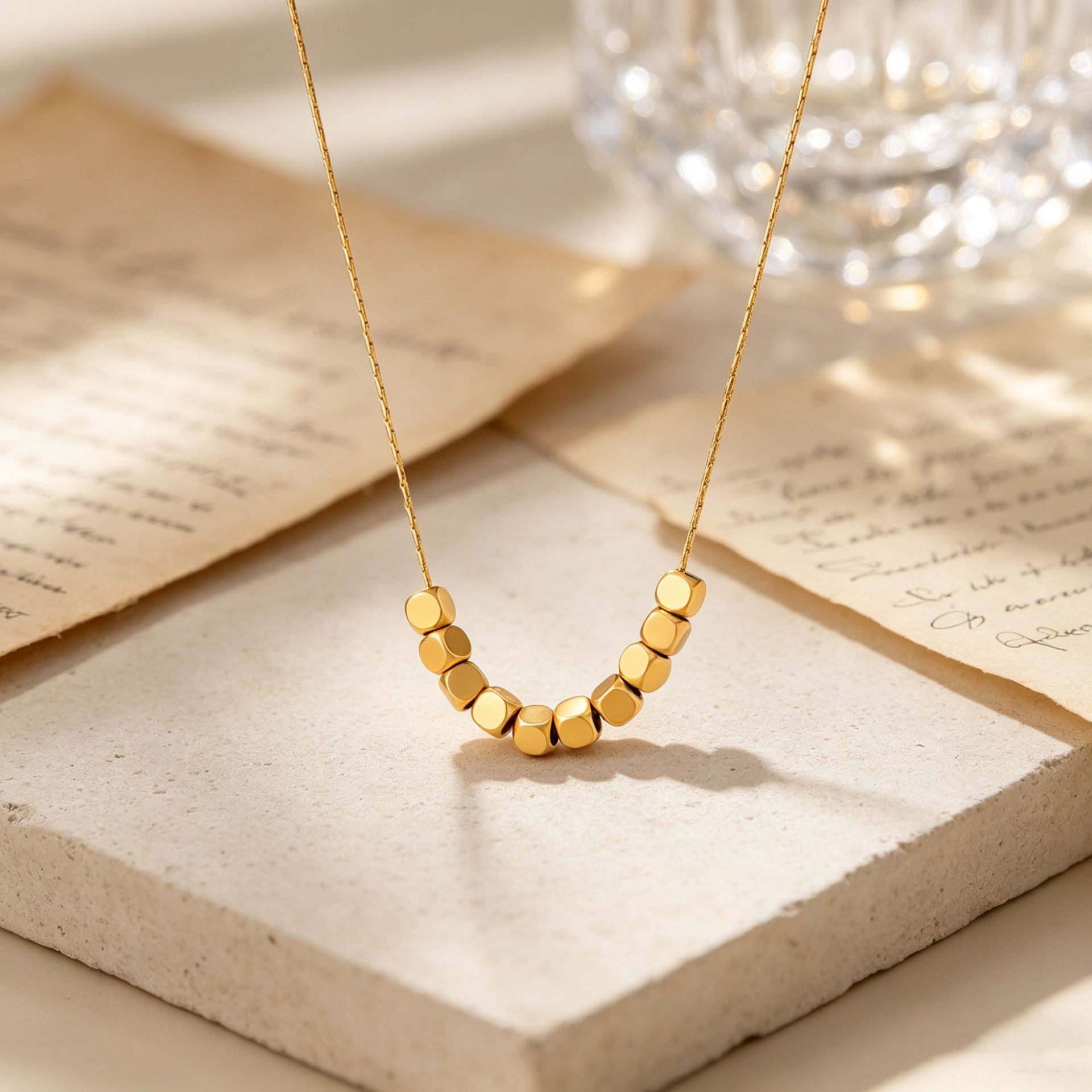 New Instagram-Style Small Square Sugar Cube Silver-Colored Titanium Steel Necklace, Fashionable And Minimalist Design, Perfect For A Delicate Clavic