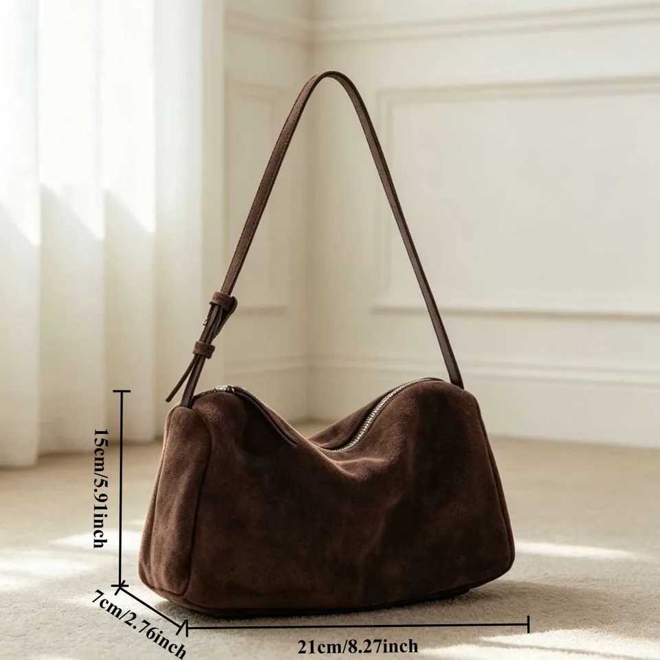 Totes Genuine Frosted Suede Cowhide Underarm Bag Women Vintage Soft Shoulder Crossbody Bag Casual Daily Small Handbag X261016