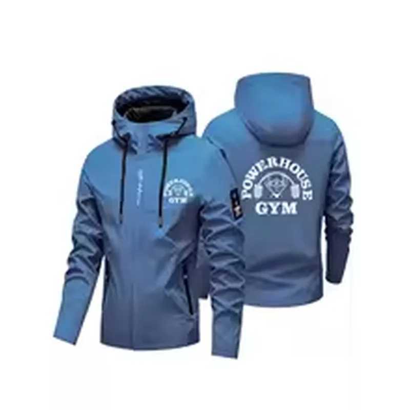 Outdoor Jackets Hoodies 2026 Powerhouse Gym Weightlifter Print Men's Hooded Windbreaker Full Zip Windproof Outdoor Street OuterwearT261016